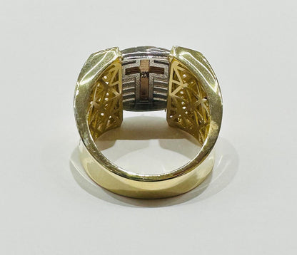 10K GOLD TRI COLOR CROSS RING, SIZE: 9.75,  WEIGHT: 8.3gm