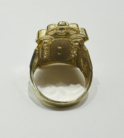 10K GOLD TWO TONED JESUS RING, SIZE:10,  WEIGHT: 7.3gm