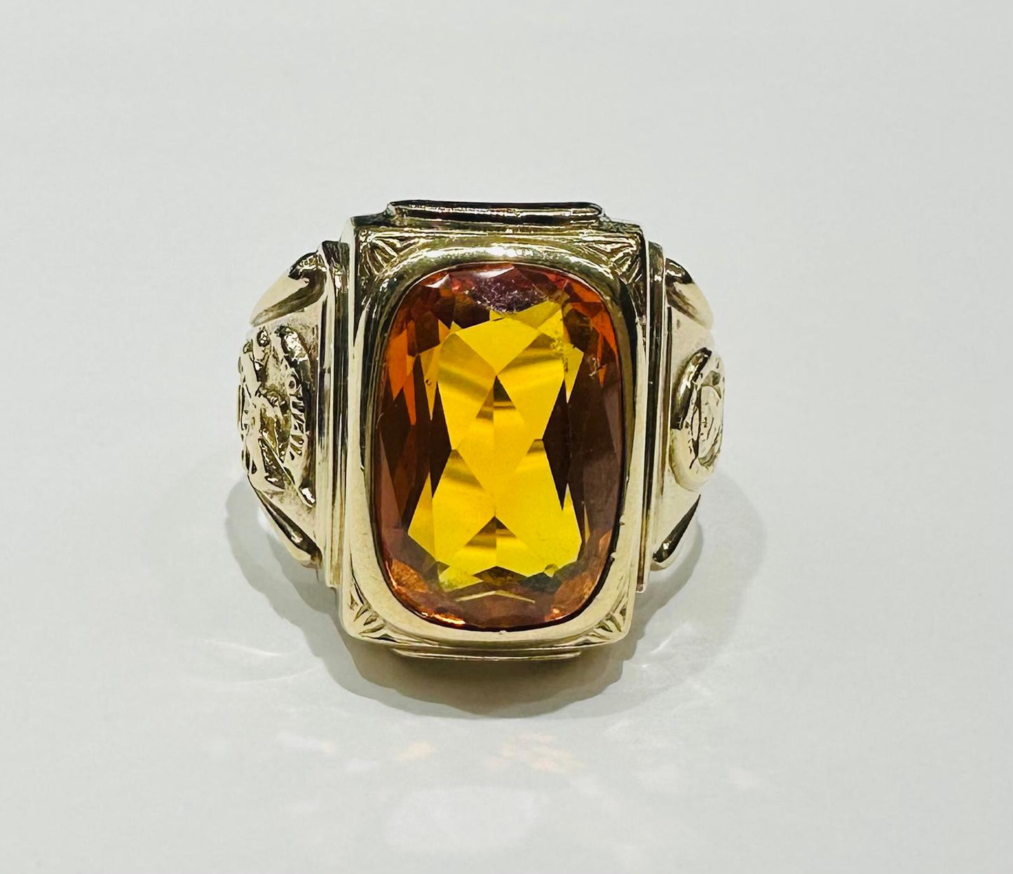 10K GOLD CITRINE MEN'S RING, SIZE: 10.2,  WEIGHT: 12.7gm