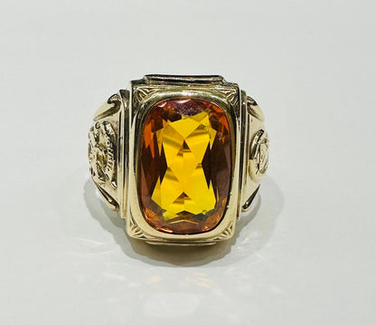 10K GOLD CITRINE MEN'S RING, SIZE: 10.2,  WEIGHT: 12.7gm