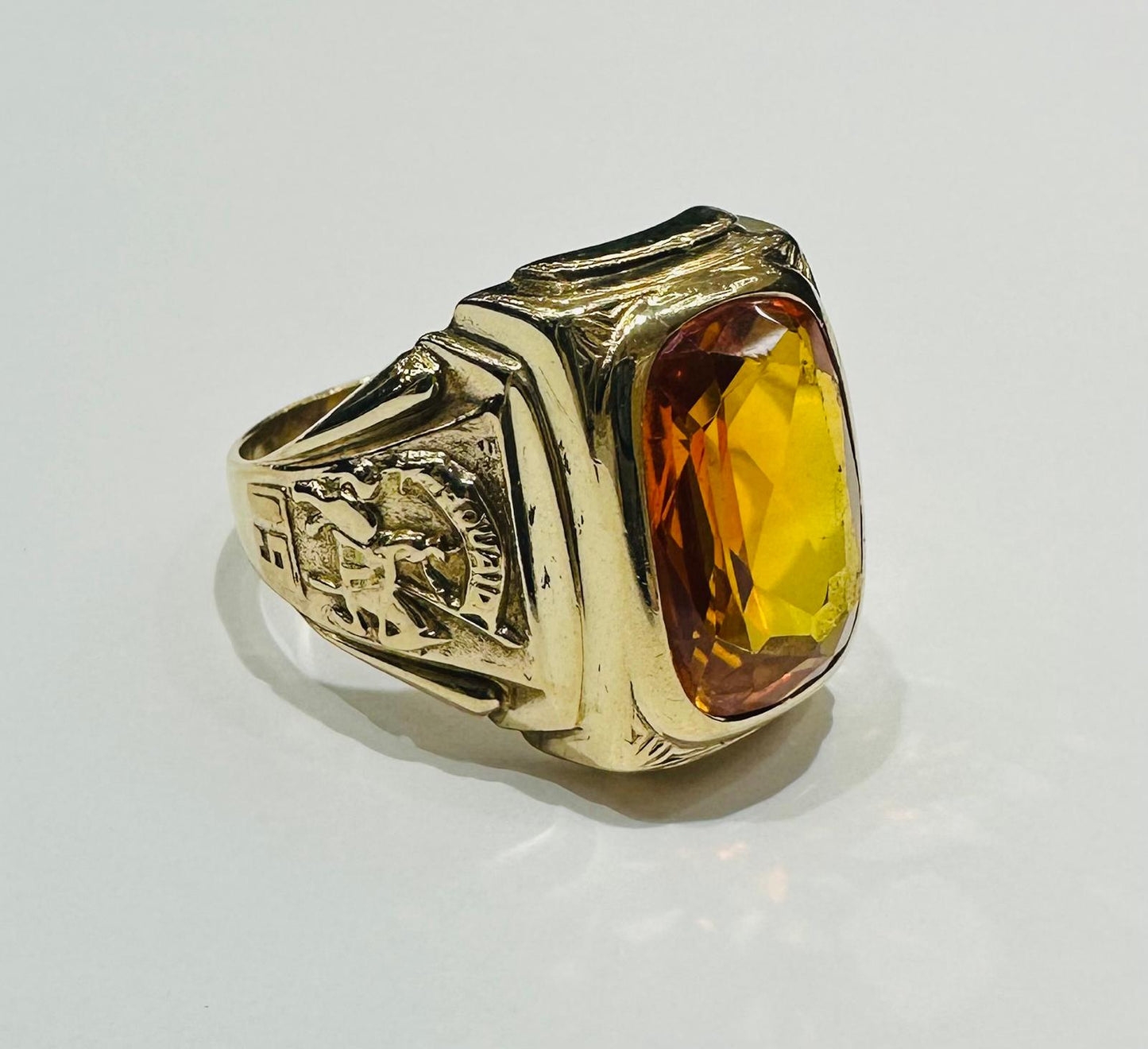 10K GOLD CITRINE MEN'S RING, SIZE: 10.2,  WEIGHT: 12.7gm