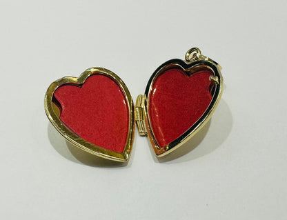 10K GOLD HEART PHOTO LOCKET NECKLACE PICTURE PENDANT, WEIGHT: 4.6gm