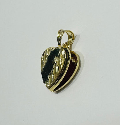 10K GOLD HEART PHOTO LOCKET NECKLACE PICTURE PENDANT, WEIGHT: 3.0gm