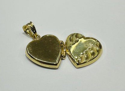 10K GOLD HEART PHOTO LOCKET NECKLACE PICTURE PENDANT, WEIGHT: 3.0gm