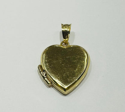 10K GOLD HEART PHOTO LOCKET NECKLACE PICTURE PENDANT, WEIGHT: 4.6gm