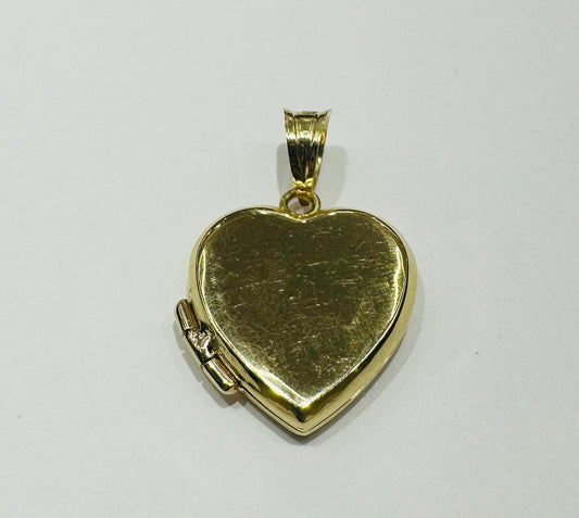 10K GOLD HEART PHOTO LOCKET NECKLACE PICTURE PENDANT, WEIGHT: 4.6gm