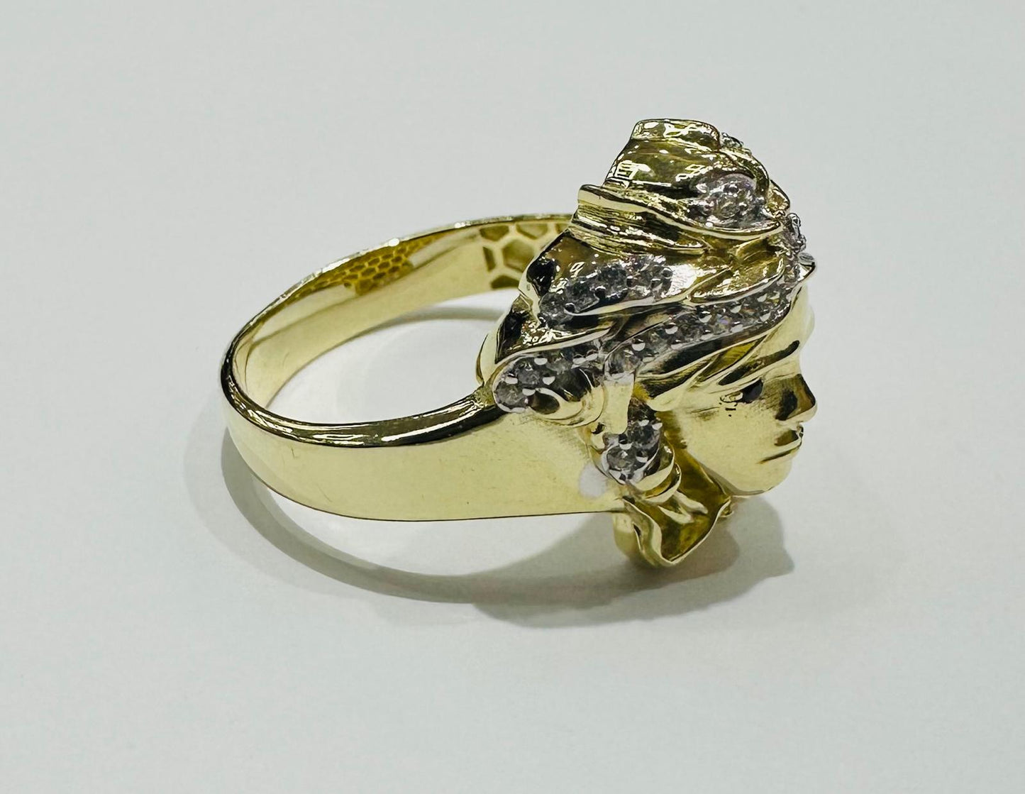 10K GOLD MEDUSA HEAD RING, SIZE: 10.5,  WEIGHT: 5.3gm