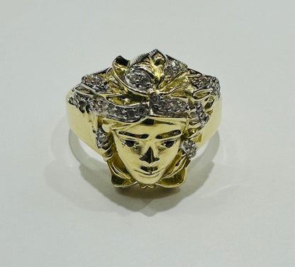 10K GOLD MEDUSA HEAD RING, SIZE: 10.5,  WEIGHT: 5.3gm