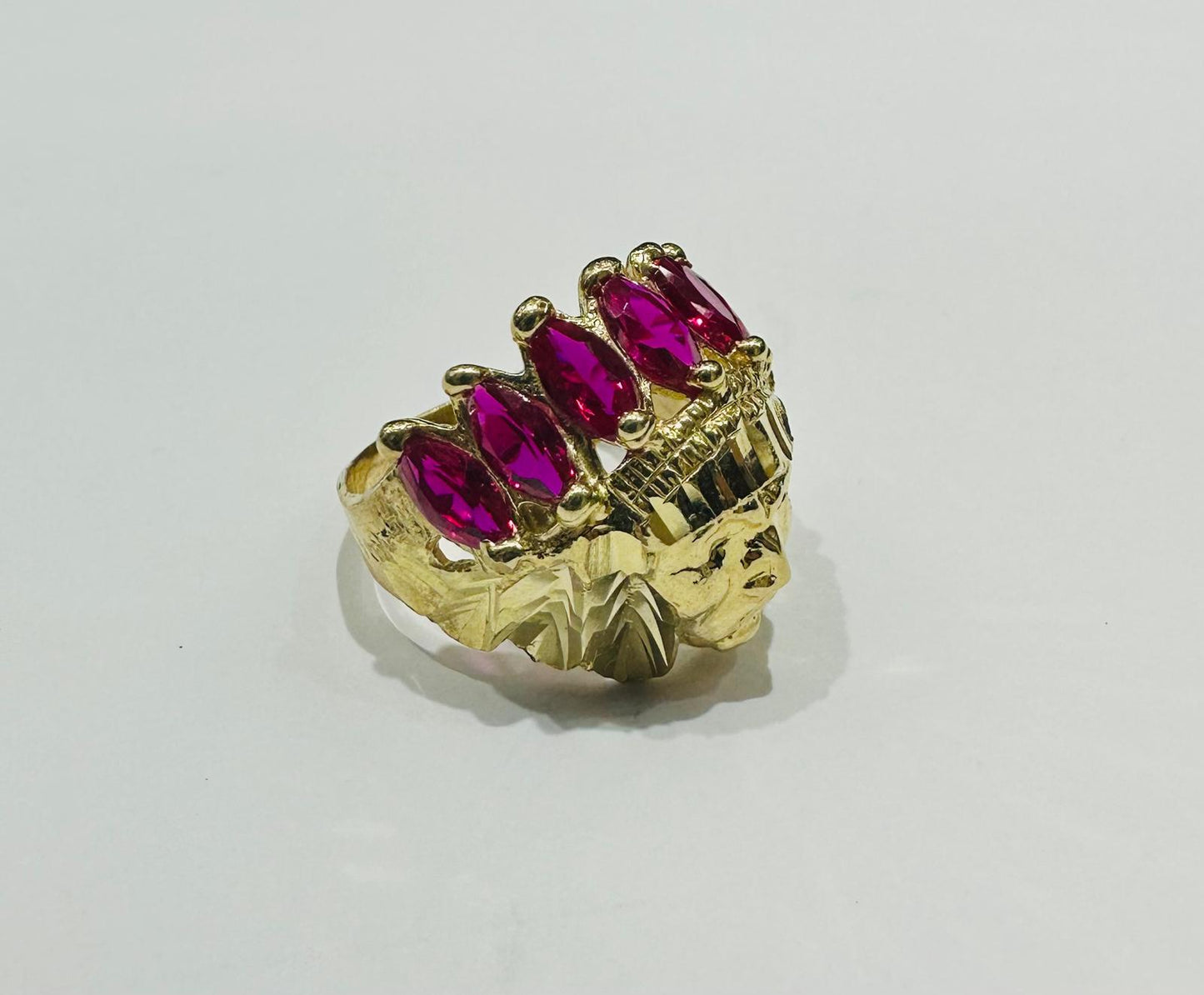 10K GOLD INDIAN CHIEF HEAD RING, SIZE: 7.6,  WEIGHT: 5.8gm