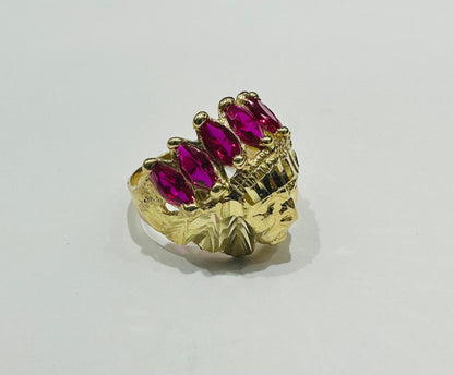 10K GOLD INDIAN CHIEF HEAD RING, SIZE: 7.6,  WEIGHT: 5.8gm