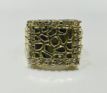 10K GOLD NUGGET RING WITH CZ STONES, SIZE: 6.2,  WEIGHT: 3.9gm