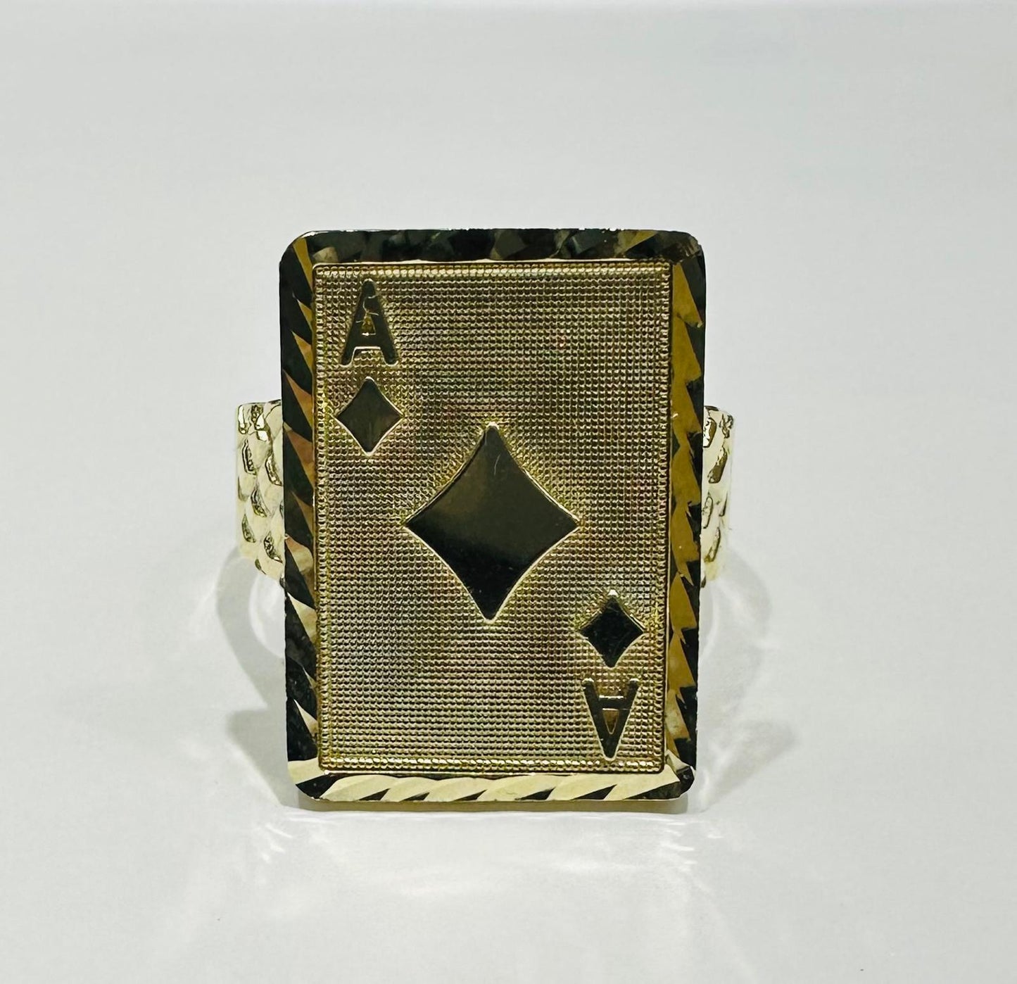 10K GOLD ACES CARD RING, SIZE: 9.8,  WEIGHT: 5.7gm