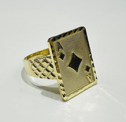 10K GOLD ACES CARD RING, SIZE: 9.8,  WEIGHT: 5.7gm