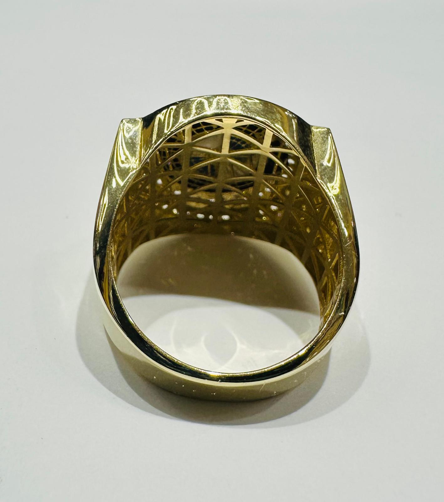 10K GOLD BMW RING WITH CZ STONES, SIZE: 10.5,  WEIGHT: 7.0gm