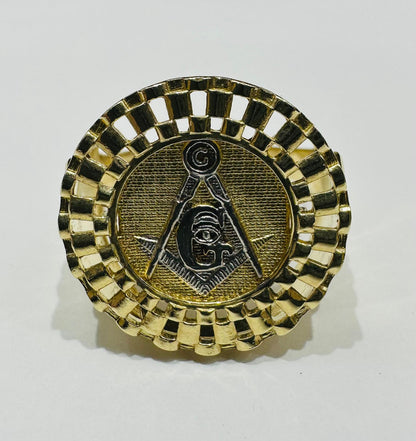 10K GOLD MASONIC RING, SIZE: 10.5,  WEIGHT: 7.1gm