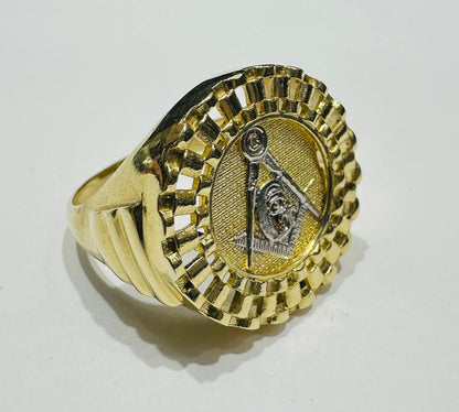 10K GOLD MASONIC RING, SIZE: 10.5,  WEIGHT: 7.1gm