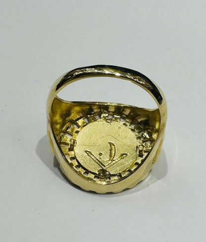 10K GOLD MASONIC RING, SIZE: 10.5,  WEIGHT: 7.1gm