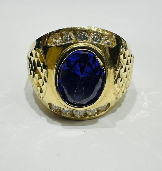 10K GOLD OVAL BISHOP RING, SIZE: 10.5,  WEIGHT: 7.0gm