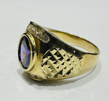 10K GOLD OVAL BISHOP RING, SIZE: 10.5,  WEIGHT: 7.0gm