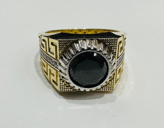 10K GOLD MEN'S RING WITH CZ STONE, SIZE: 10.0,  WEIGHT: 6.4gm