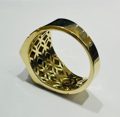 10K GOLD MEN'S RING WITH CZ STONE, SIZE: 10.0,  WEIGHT: 6.4gm