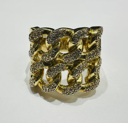 10K GOLD CUBAN LINK RING, SIZE: 11.0,  WEIGHT: 10.4gm