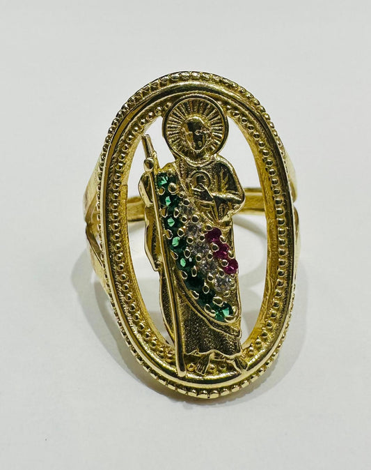 10K GOLD SAINT JUDE RING, SIZE: 8.0,  WEIGHT: 5.7gm