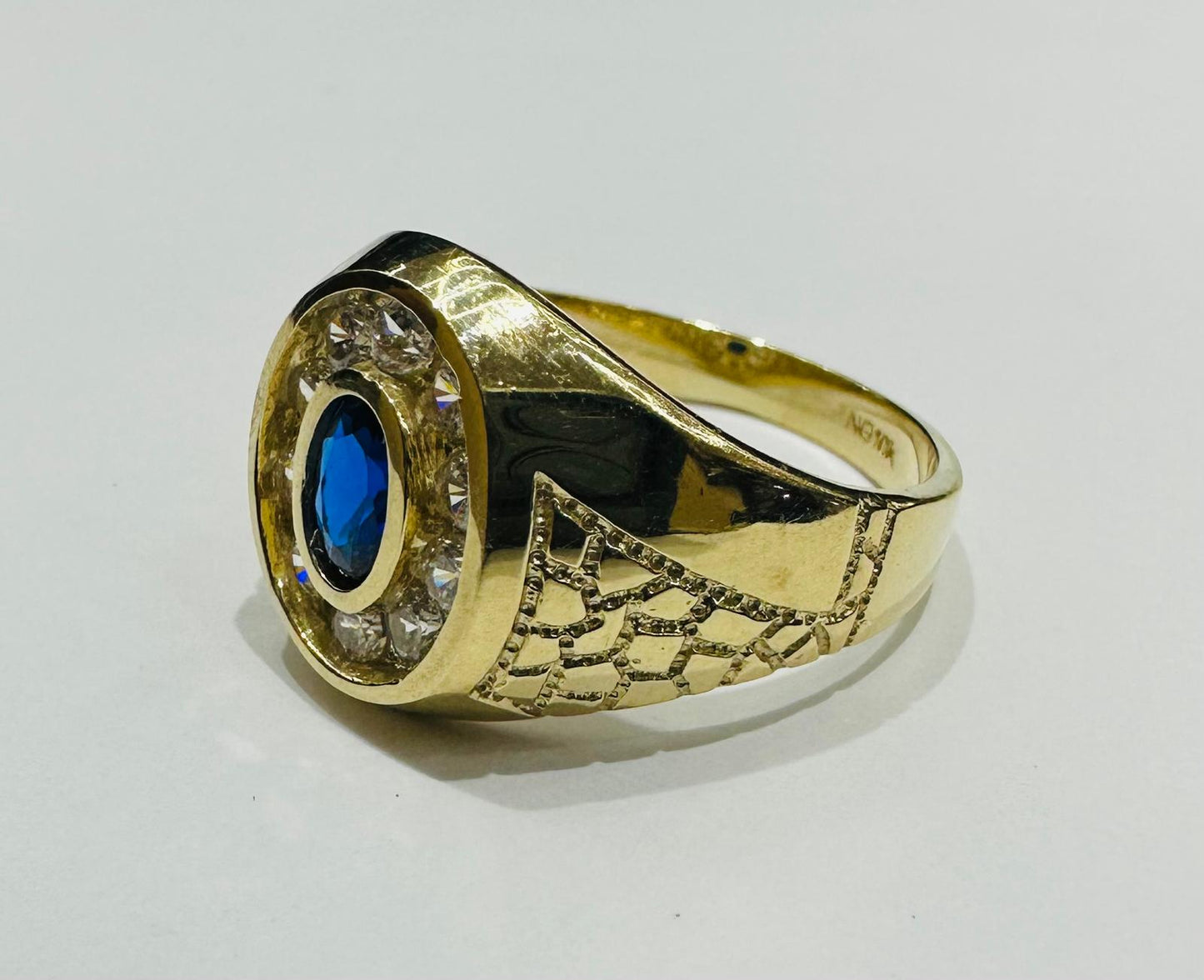 10K GOLD RING WITH CZ RHODIUM, SIZE: 8.0,  WEIGHT: 4.9gm