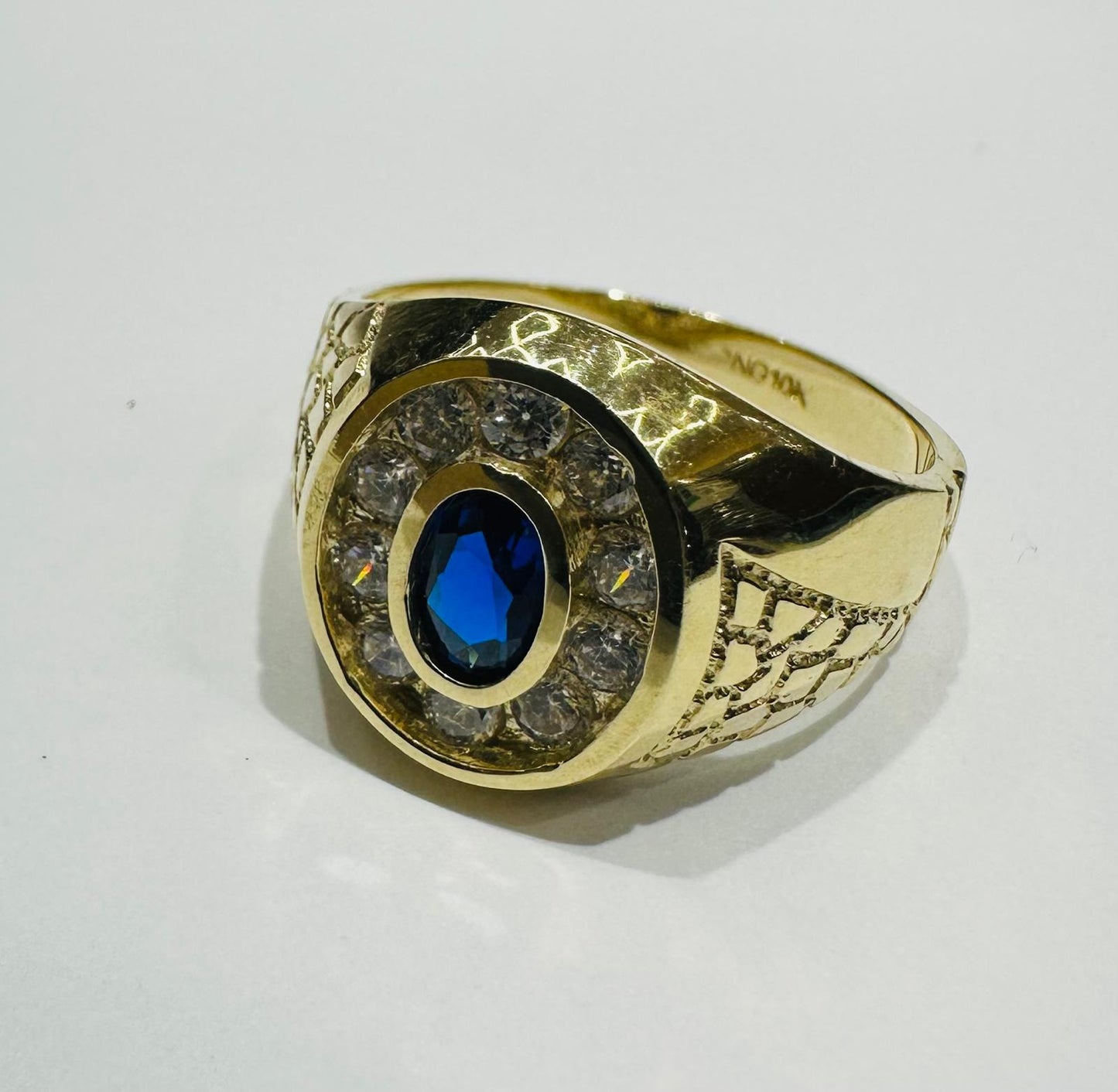 10K GOLD RING WITH CZ RHODIUM, SIZE: 8.0,  WEIGHT: 4.9gm