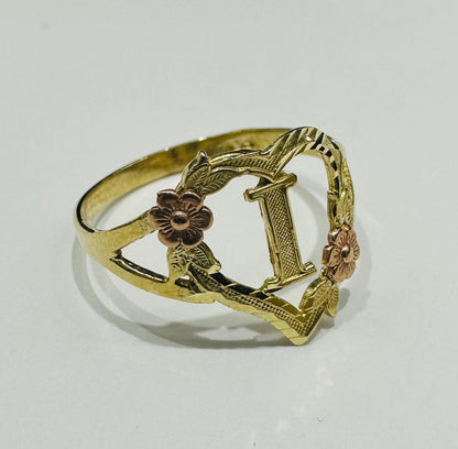 10K GOLD INITIAL "I" RING, SIZE: 9.0,  WEIGHT: 1.5gm