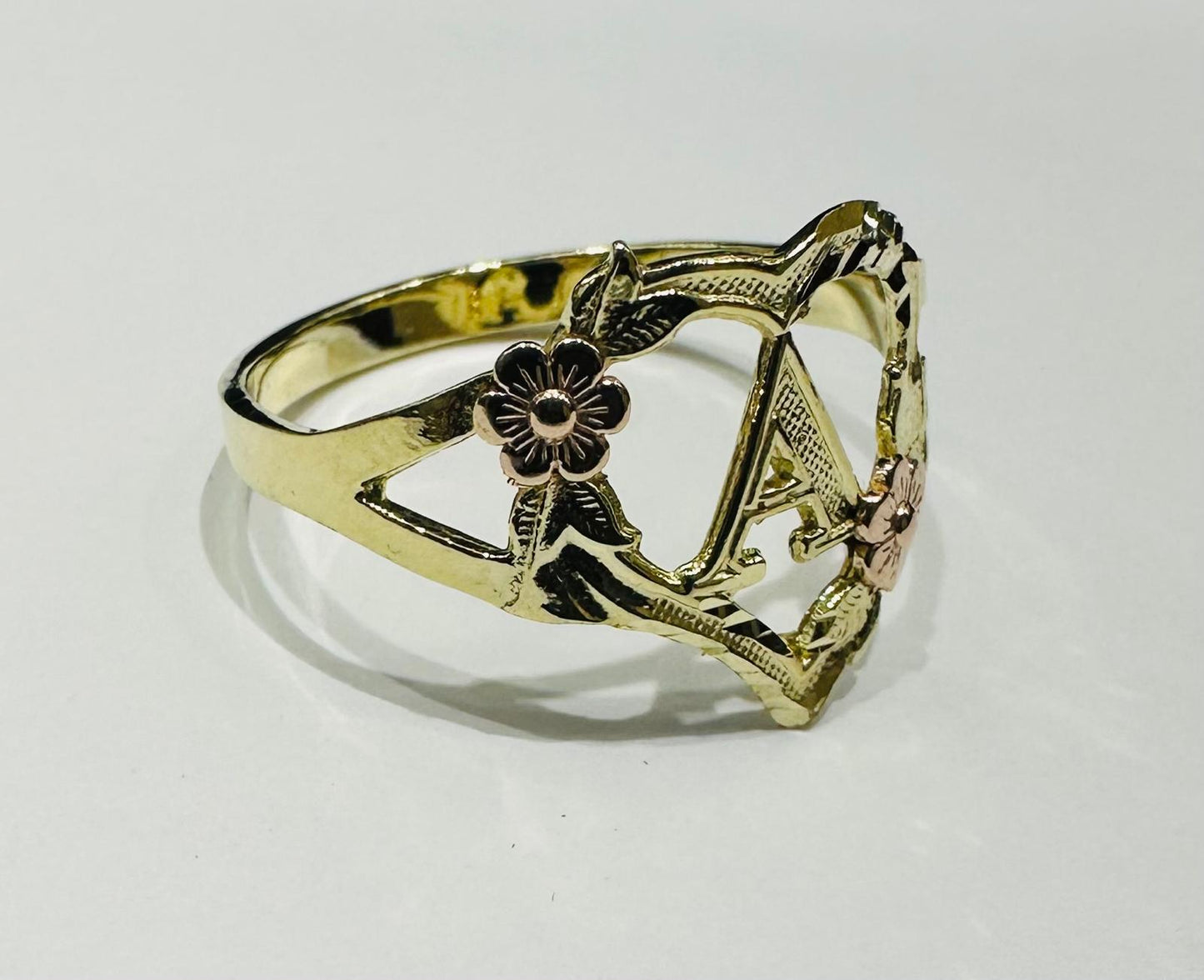 10K GOLD INITIAL "A" RING, SIZE: 9.2,  WEIGHT: 1.8gm