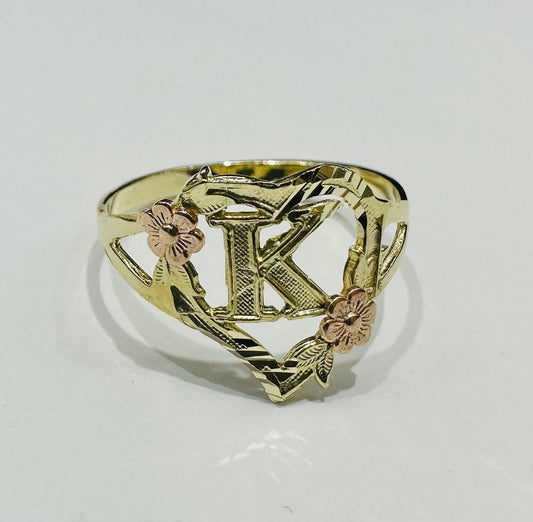 10K GOLD INITIAL "K" RING, SIZE: 9.0,  WEIGHT: 1.8gm