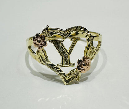 10K GOLD INITIAL "Y" RING, SIZE: 9.0,  WEIGHT: 1.8gm