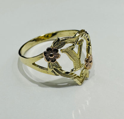 10K GOLD INITIAL "Y" RING, SIZE: 9.0,  WEIGHT: 1.8gm