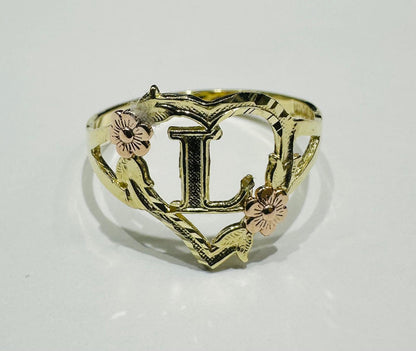 10K GOLD INITIAL "L" RING, SIZE: 9.0,  WEIGHT: 1.8gm