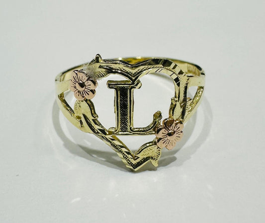 10K GOLD INITIAL "L" RING, SIZE: 9.0,  WEIGHT: 1.8gm