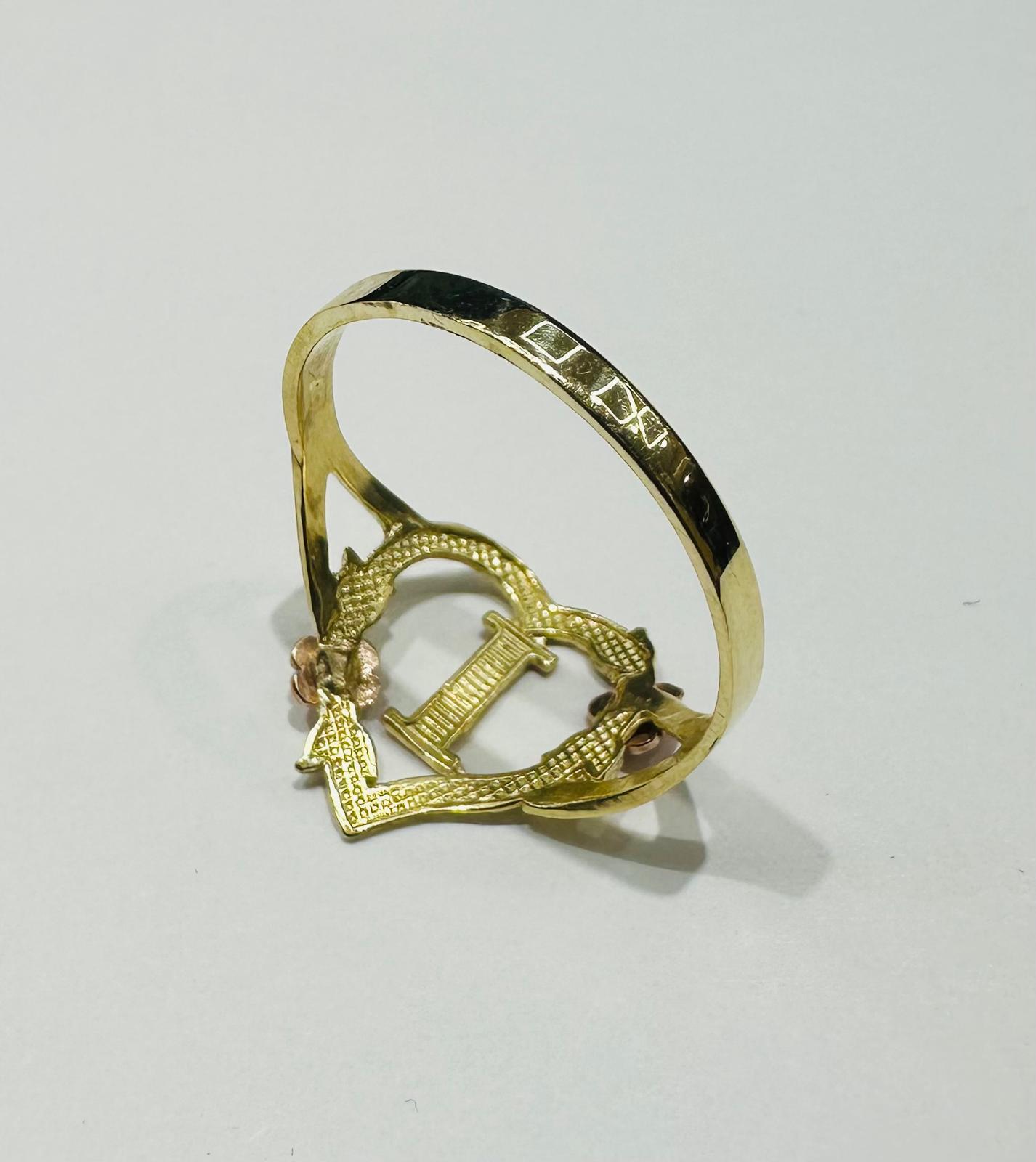 10K GOLD INITIAL "I" RING, SIZE: 9.0,  WEIGHT: 1.5gm