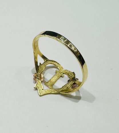 10K GOLD INITIAL "I" RING, SIZE: 9.0,  WEIGHT: 1.5gm