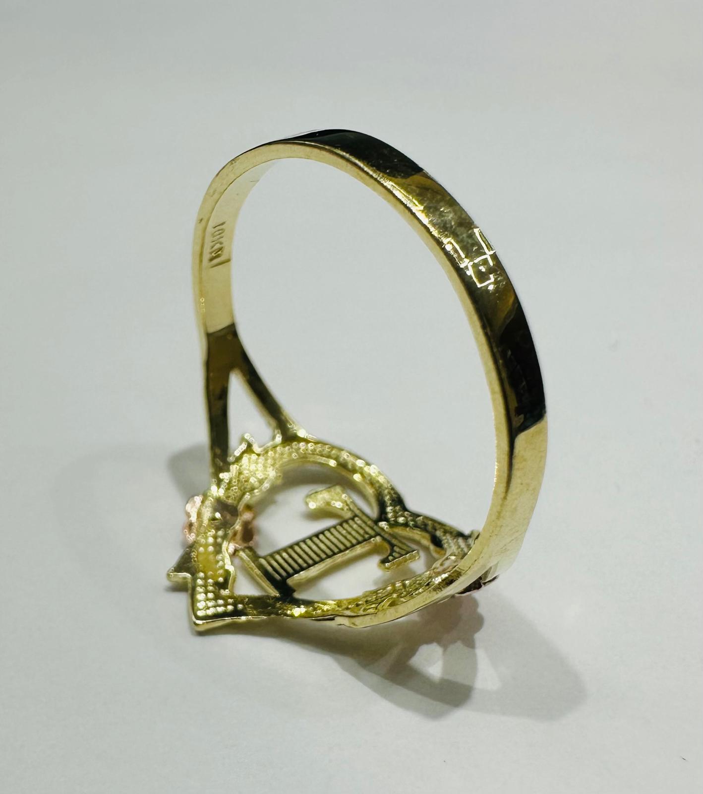10K GOLD INITIAL "T" RING, SIZE: 9.0,  WEIGHT: 1.6gm