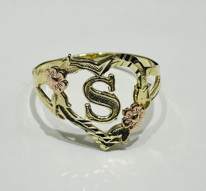 10K GOLD INITIAL "S" RING, SIZE: 9.0,  WEIGHT: 1.6gm