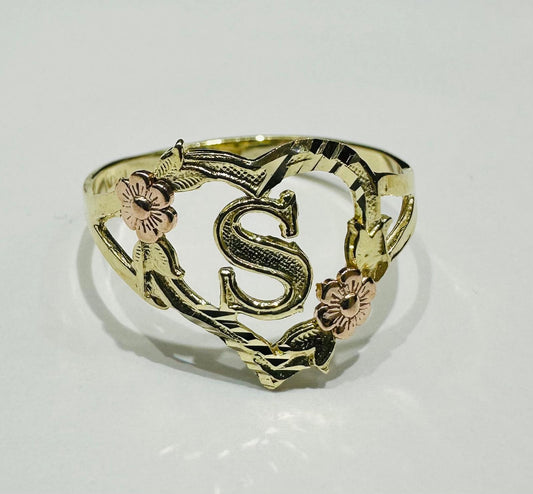 10K GOLD INITIAL "S" RING, SIZE: 9.0,  WEIGHT: 1.6gm