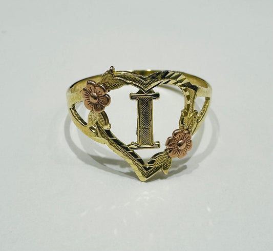10K GOLD INITIAL "I" RING, SIZE: 9.0,  WEIGHT: 1.5gm