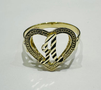 10K GOLD INITIAL "A" RING, SIZE: 7.9,  WEIGHT: 1.7gm