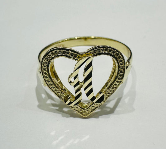 10K GOLD INITIAL "A" RING, SIZE: 7.9,  WEIGHT: 1.7gm