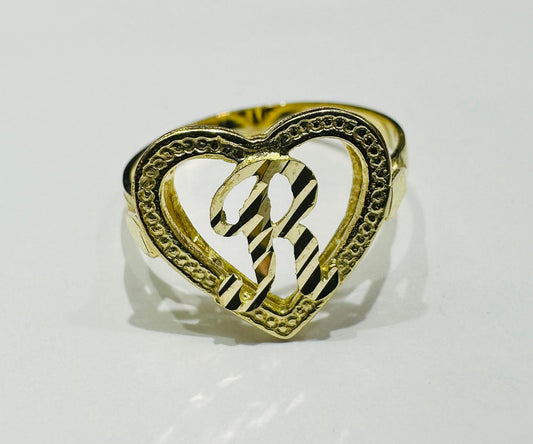 10K GOLD INITIAL "R" RING, SIZE: 7.9,  WEIGHT: 1.9gm