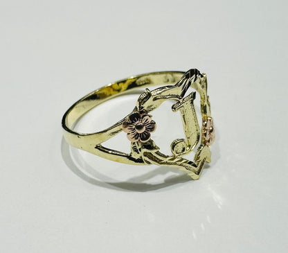 10K GOLD INITIAL "J" RING, SIZE: 9.0,  WEIGHT: 1.7gm
