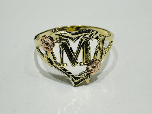 10K GOLD INITIAL "M" RING, SIZE: 9.2,  WEIGHT: 1.8gm