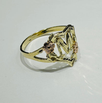 10K GOLD INITIAL "M" RING, SIZE: 9.2,  WEIGHT: 1.8gm