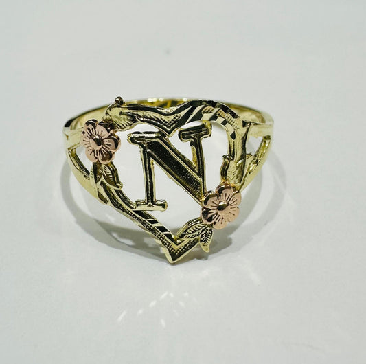 10K GOLD INITIAL "N" RING, SIZE: 9.0,  WEIGHT: 1.8gm