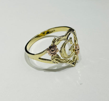10K GOLD INITIAL "G" RING, SIZE: 9.0,  WEIGHT: 1.8gm